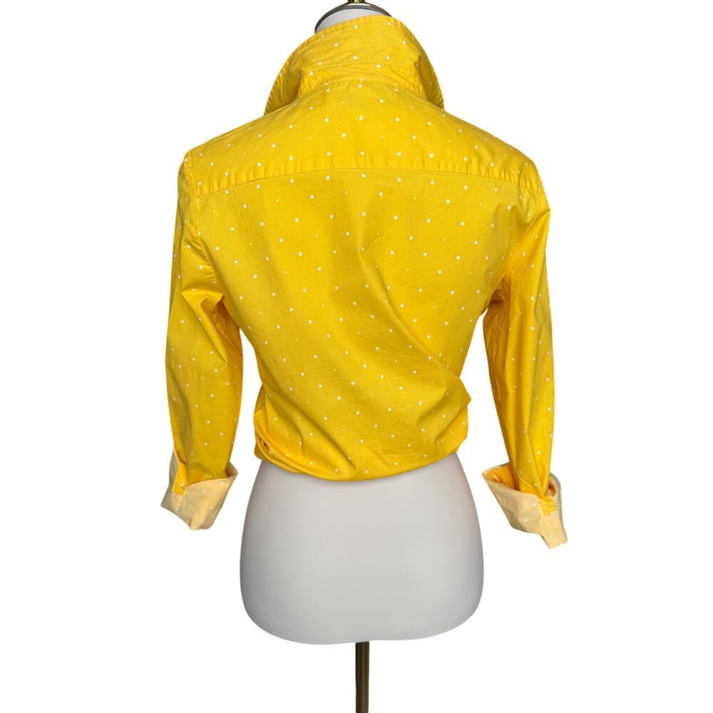 Woman's U.S. Polo Assn Yellow Polka Dot Button Down Shirt Stretch Cotton Medium - Picture 2 of 11